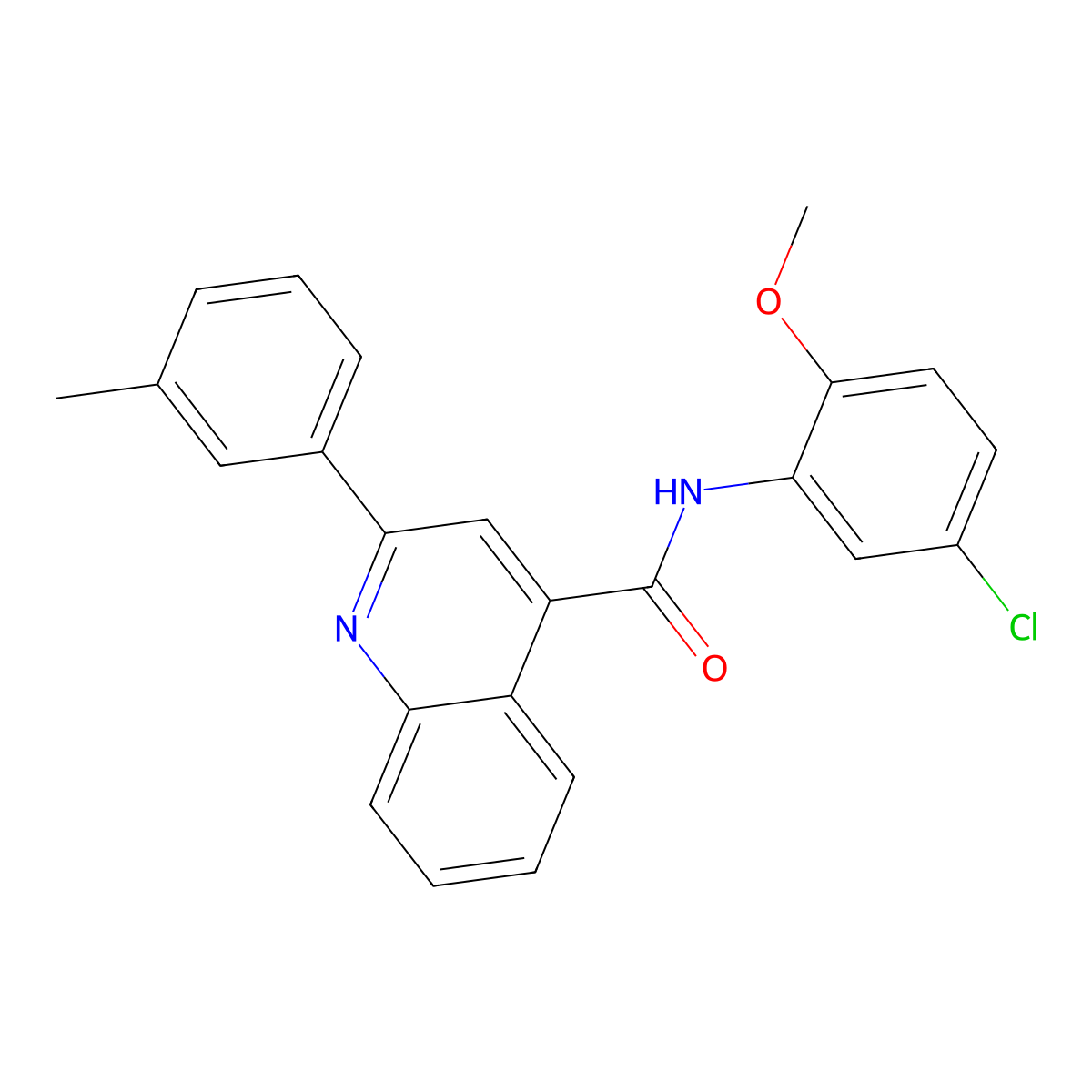 N-(5-chloro-2-methoxyphenyl)-2-(3-methylphenyl)quinoline-4-carboxamide molecular structure, CAS 420094-36-6