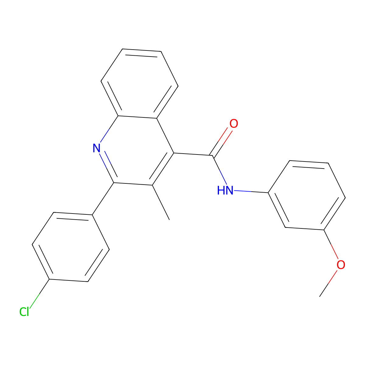 2-(4-chlorophenyl)-N-(3-methoxyphenyl)-3-methylquinoline-4-carboxamide molecular structure, CAS 420094-42-4