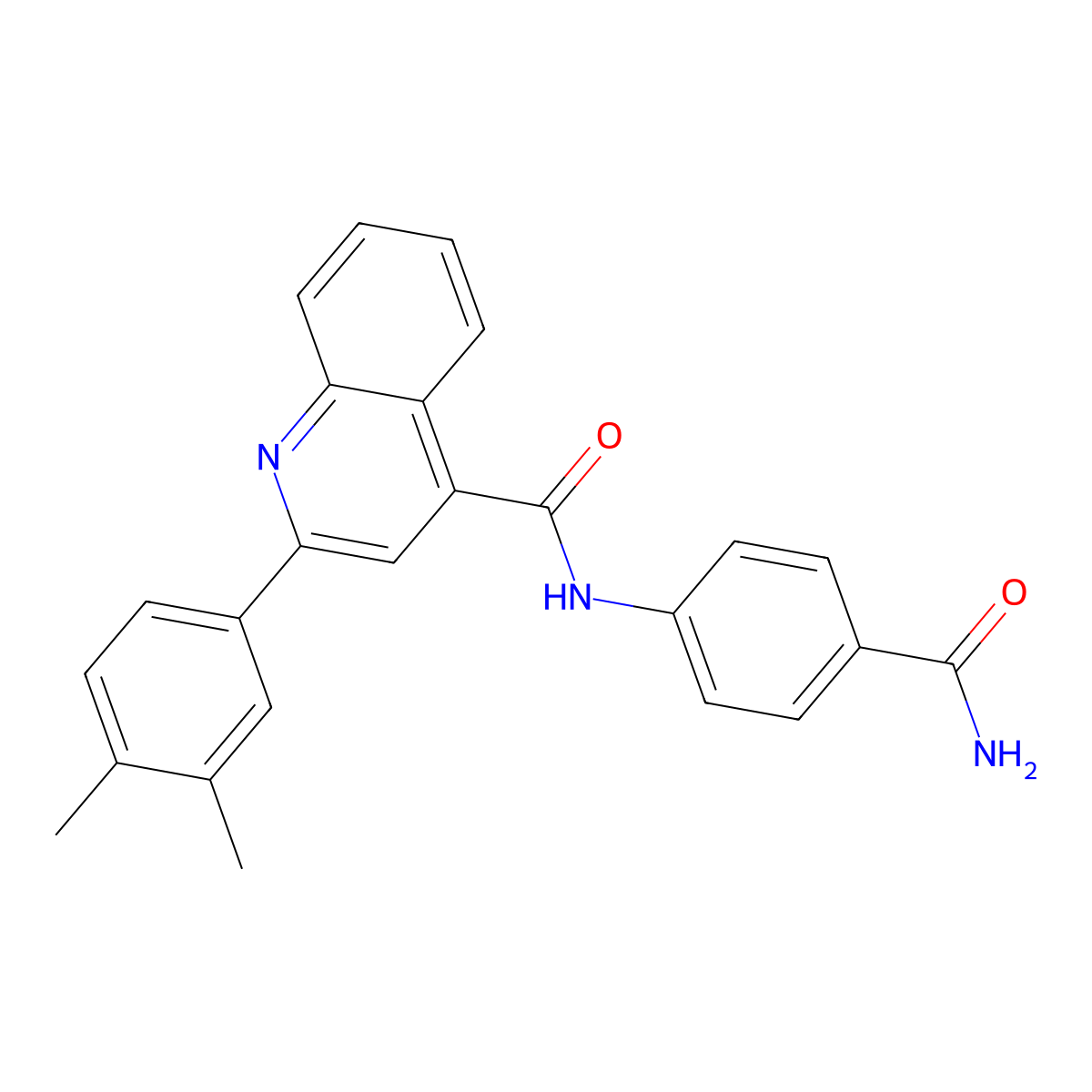 N-(4-carbamoylphenyl)-2-(3,4-dimethylphenyl)quinoline-4-carboxamide molecular structure, CAS 420094-47-9