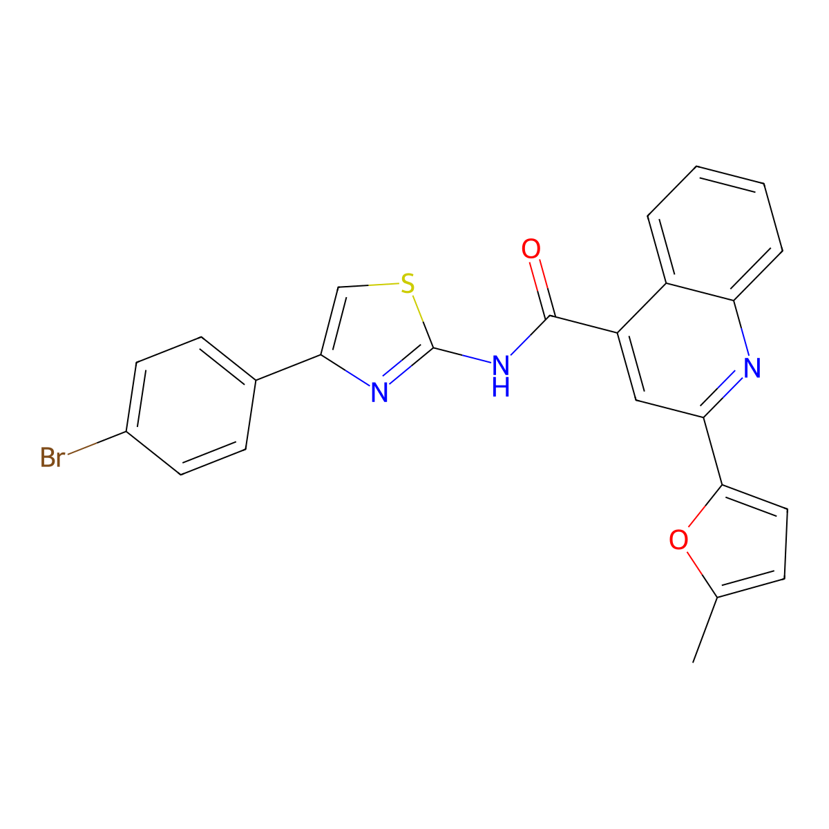 N-[4-(4-bromophenyl)-1,3-thiazol-2-yl]-2-(5-methylfuran-2-yl)quinoline-4-carboxamide molecular structure, CAS 420094-49-1
