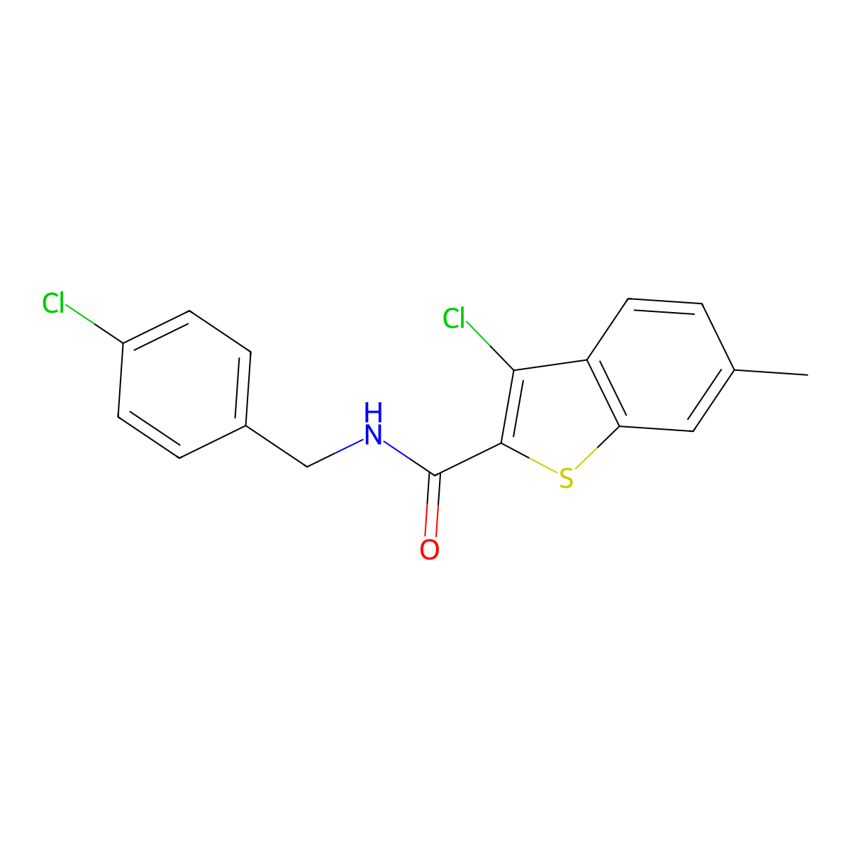 3-chloro-N-[(4-chlorophenyl)methyl]-6-methyl-1-benzothiophene-2-carboxamide molecular structure, CAS 420094-50-4