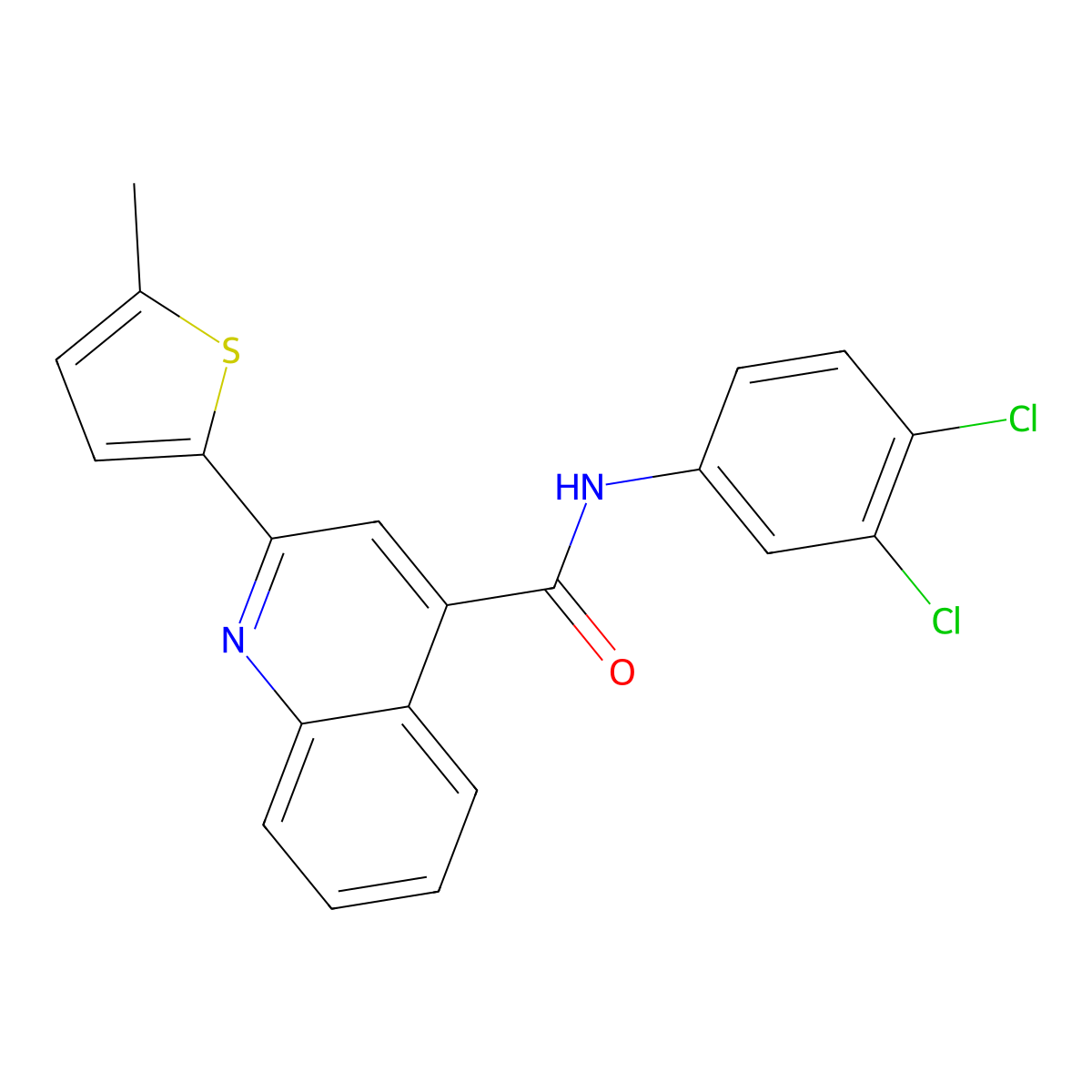 N-(3,4-dichlorophenyl)-2-(5-methylthiophen-2-yl)quinoline-4-carboxamide molecular structure, CAS 420094-68-4