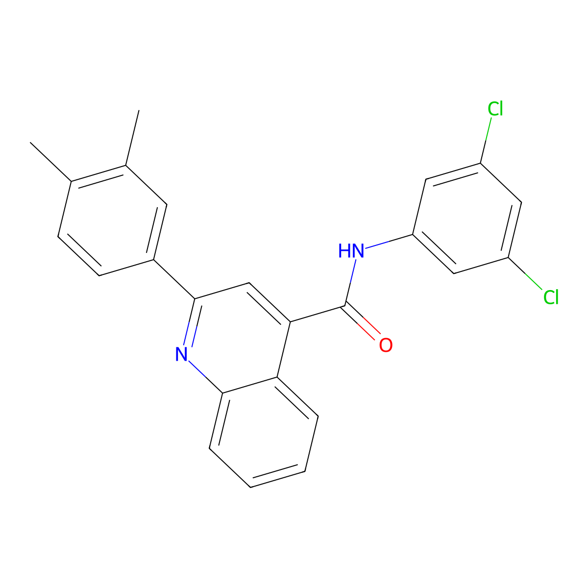 N-(3,5-dichlorophenyl)-2-(3,4-dimethylphenyl)quinoline-4-carboxamide molecular structure, CAS 420094-87-7