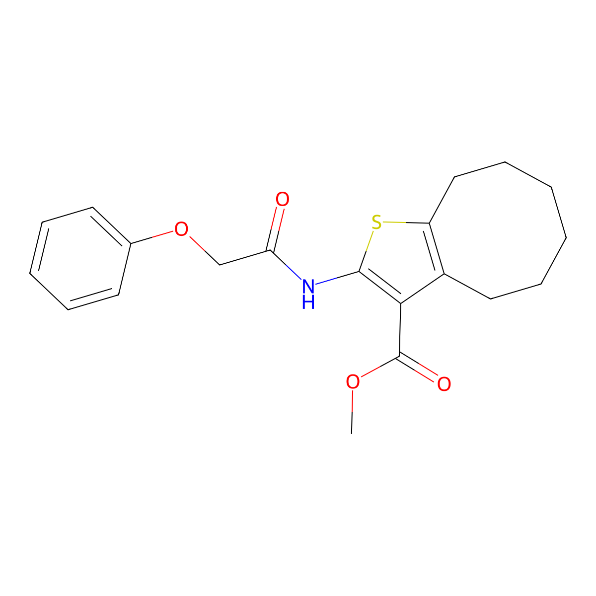 Methyl 2-[(phenoxyacetyl)amino]-4,5,6,7,8,9-hexahydrocycloocta[b]thiophene-3-carboxylate molecular structure, CAS 420094-94-6