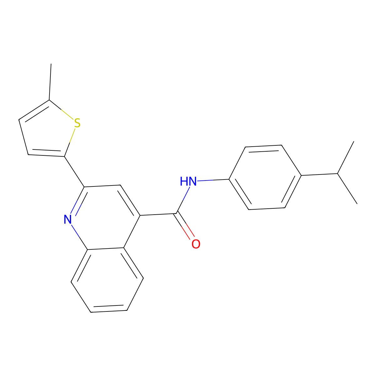 2-(5-methylthiophen-2-yl)-N-(4-propan-2-ylphenyl)quinoline-4-carboxamide molecular structure, CAS 420094-97-9