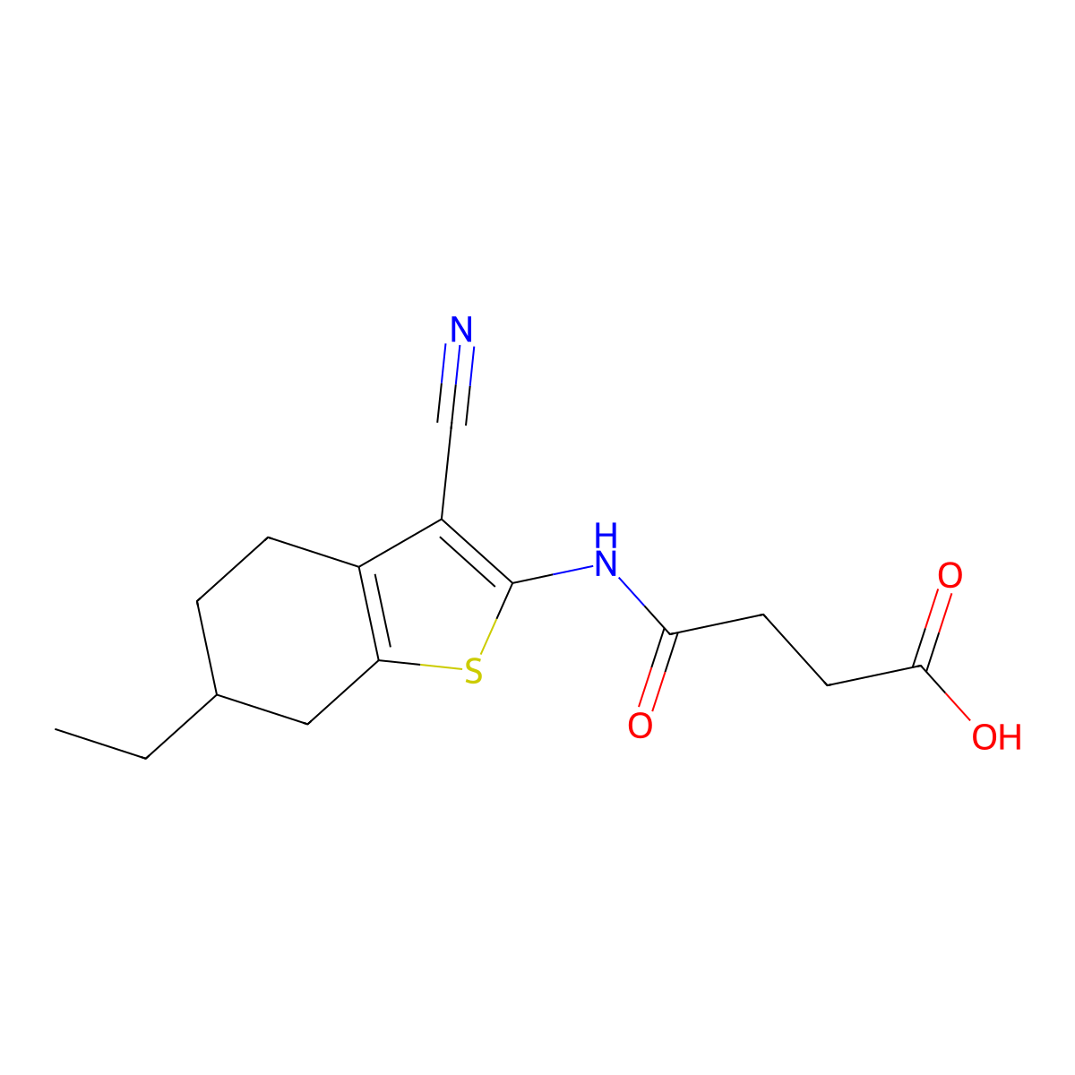 4-[(3-Cyano-6-ethyl-4,5,6,7-tetrahydro-1-benzothiophen-2-yl)amino]-4-oxobutanoic acid molecular structure, CAS 420095-02-9