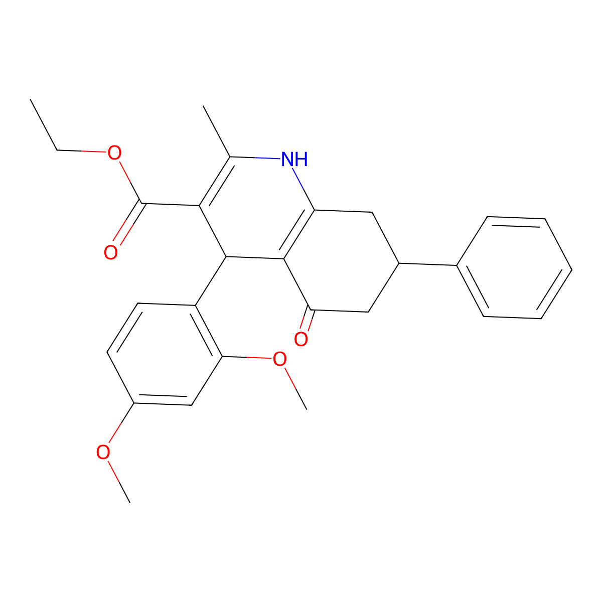 Ethyl 4-(2,4-dimethoxyphenyl)-2-methyl-5-oxo-7-phenyl-1,4,5,6,7,8-hexahydroquinoline-3-carboxylate molecular structure, CAS 420095-94-9