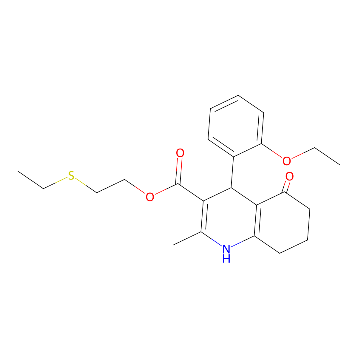 2-(Ethylsulfanyl)ethyl 4-(2-ethoxyphenyl)-2-methyl-5-oxo-1,4,5,6,7,8-hexahydroquinoline-3-carboxylate molecular structure, CAS 420096-28-2