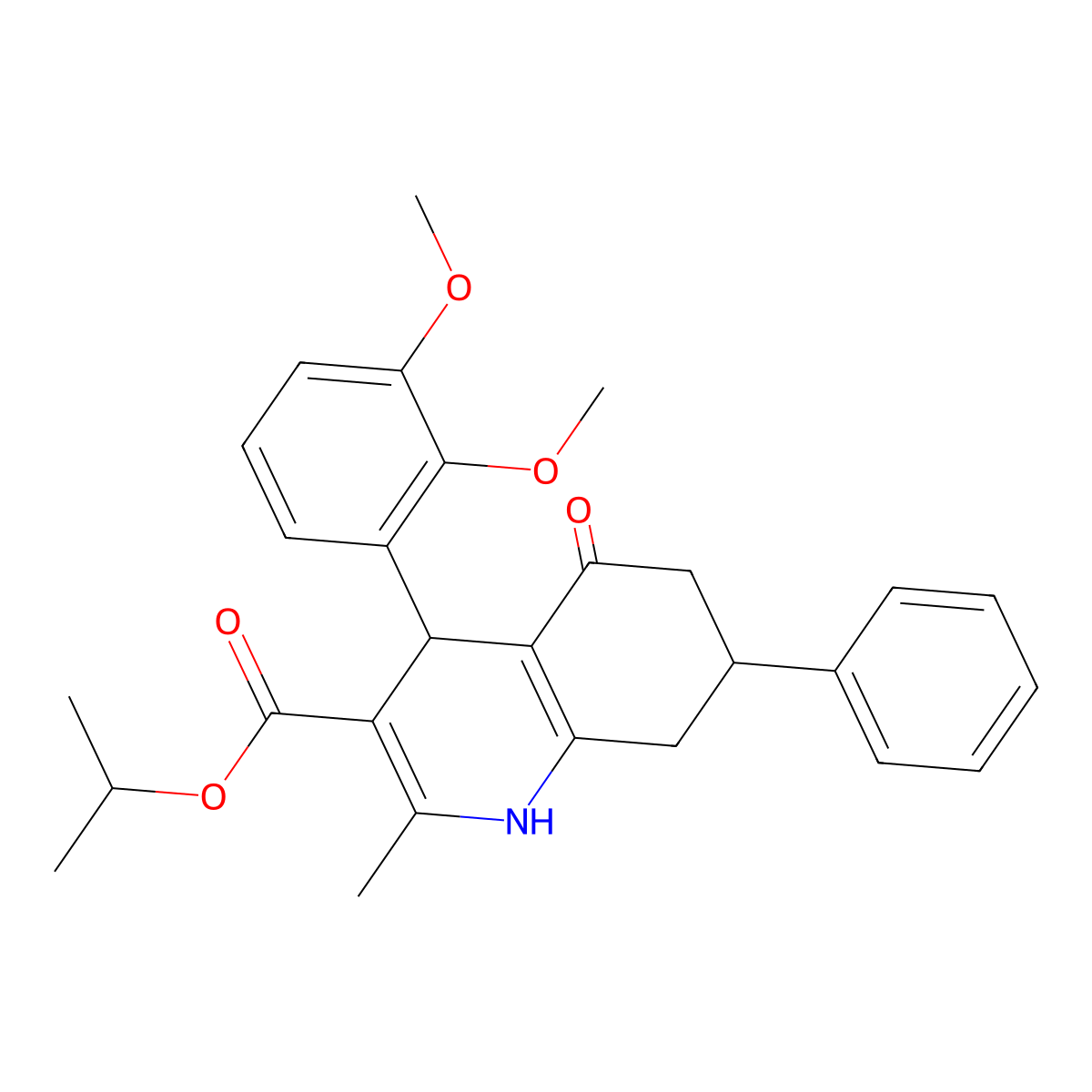 Propan-2-yl 4-(2,3-dimethoxyphenyl)-2-methyl-5-oxo-7-phenyl-1,4,5,6,7,8-hexahydroquinoline-3-carboxylate molecular structure, CAS 420096-54-4