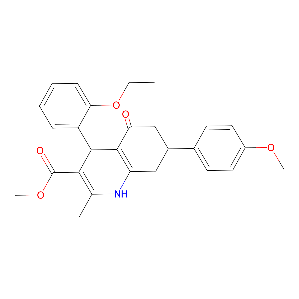 Methyl 4-(2-ethoxyphenyl)-7-(4-methoxyphenyl)-2-methyl-5-oxo-1,4,5,6,7,8-hexahydroquinoline-3-carboxylate molecular structure, CAS 420096-81-7