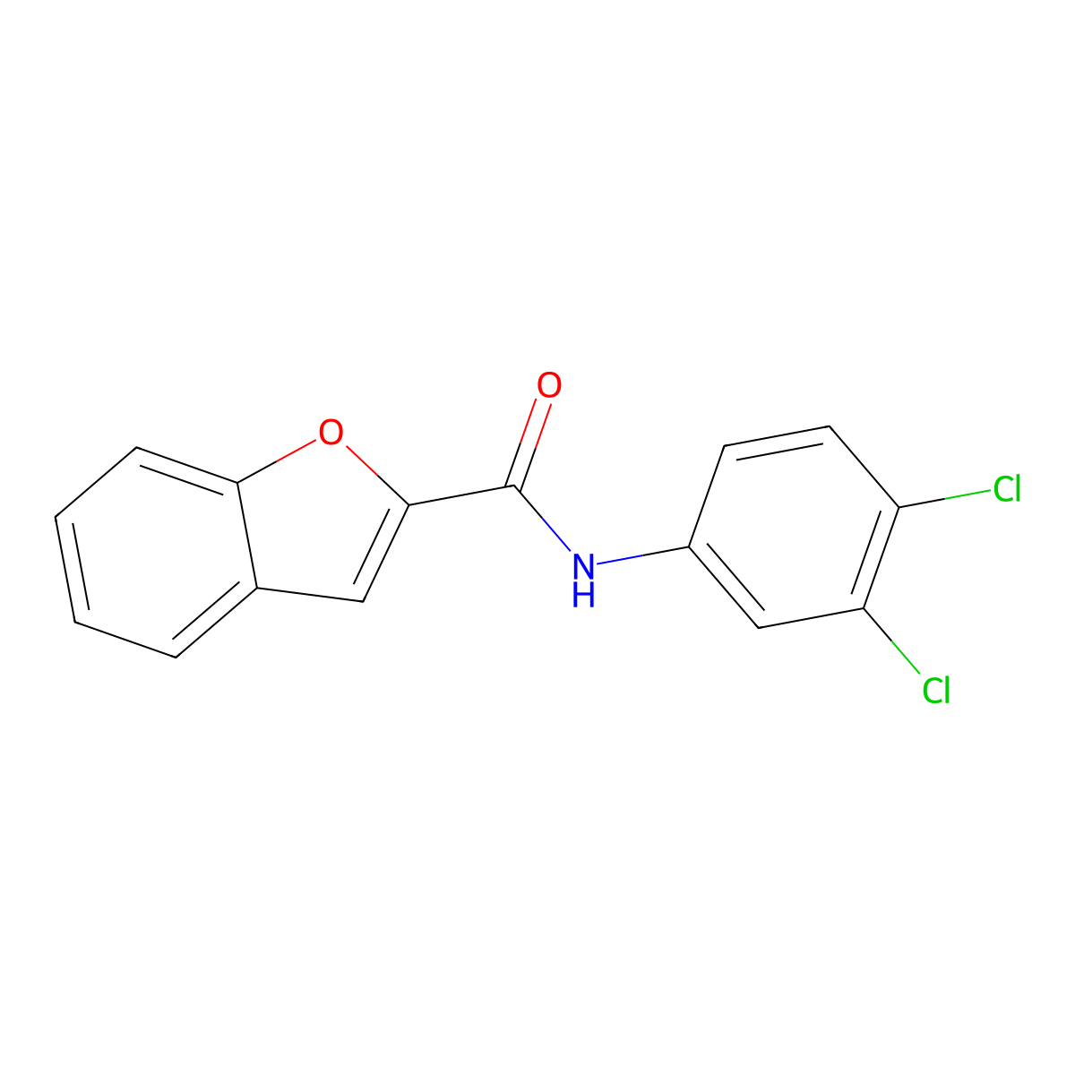 N-(3,4-dichlorophenyl)benzofuran-2-carboxamide molecular structure, CAS 420097-22-9