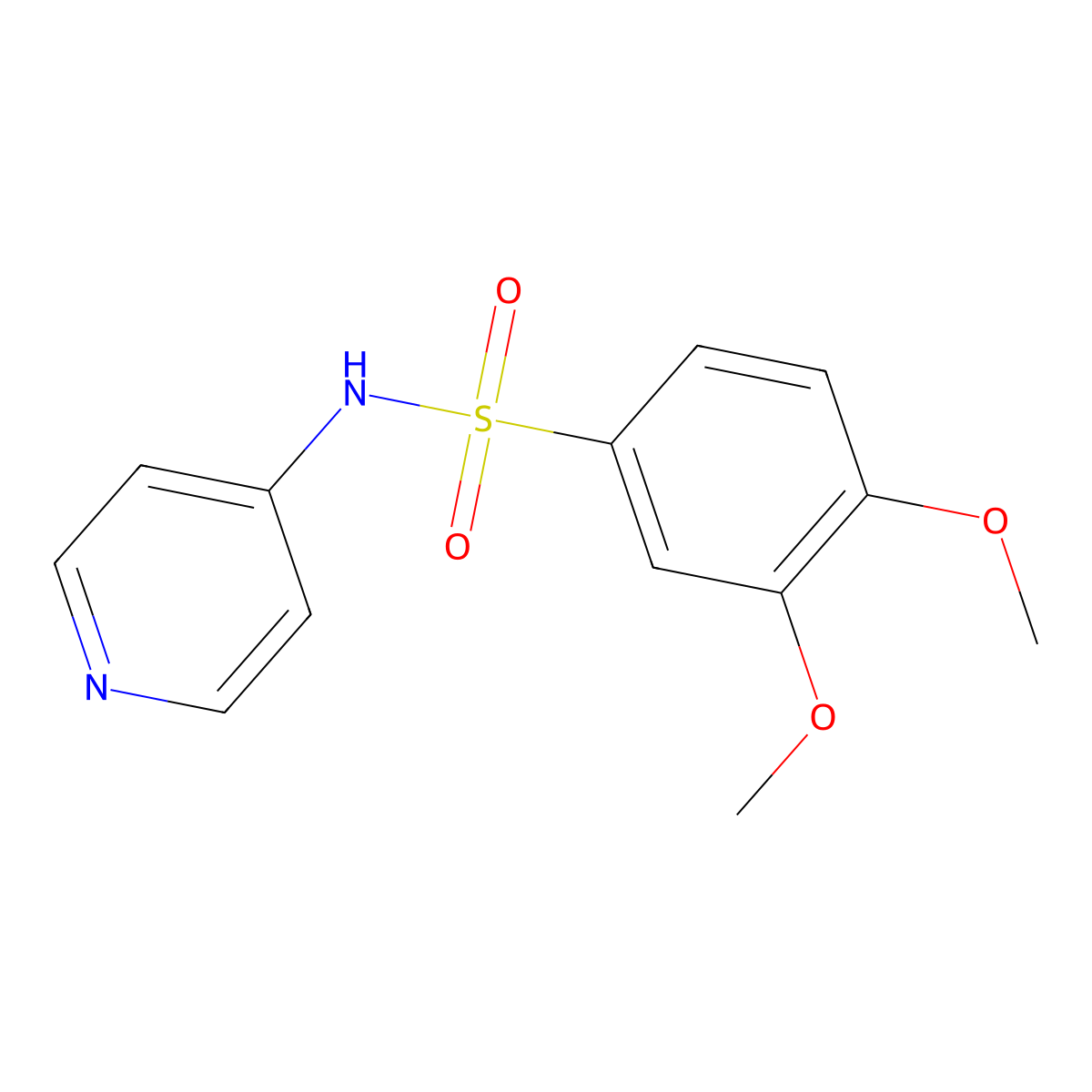 3,4-dimethoxy-N-pyridin-4-ylbenzenesulfonamide molecular structure, CAS 420097-78-5