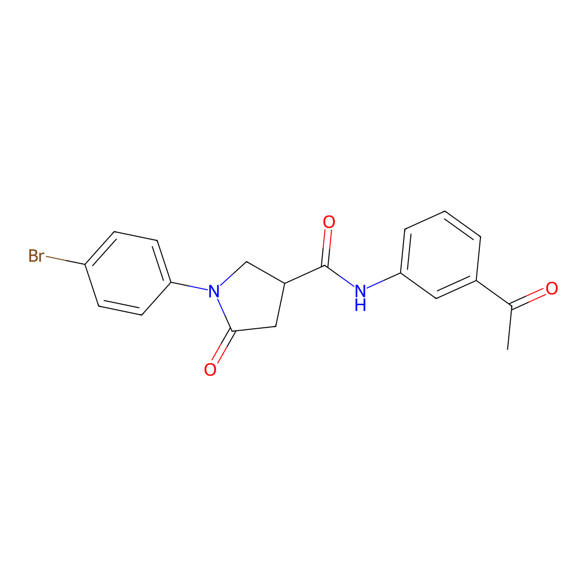 N-(3-acetylphenyl)-1-(4-bromophenyl)-5-oxopyrrolidine-3-carboxamide molecular structure, CAS 420097-80-9