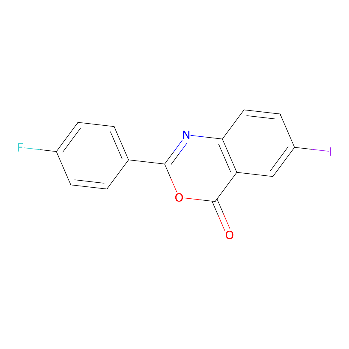 2-(4-Fluorophenyl)-6-iodo-3,1-benzoxazin-4-one molecular structure, CAS 420098-50-6