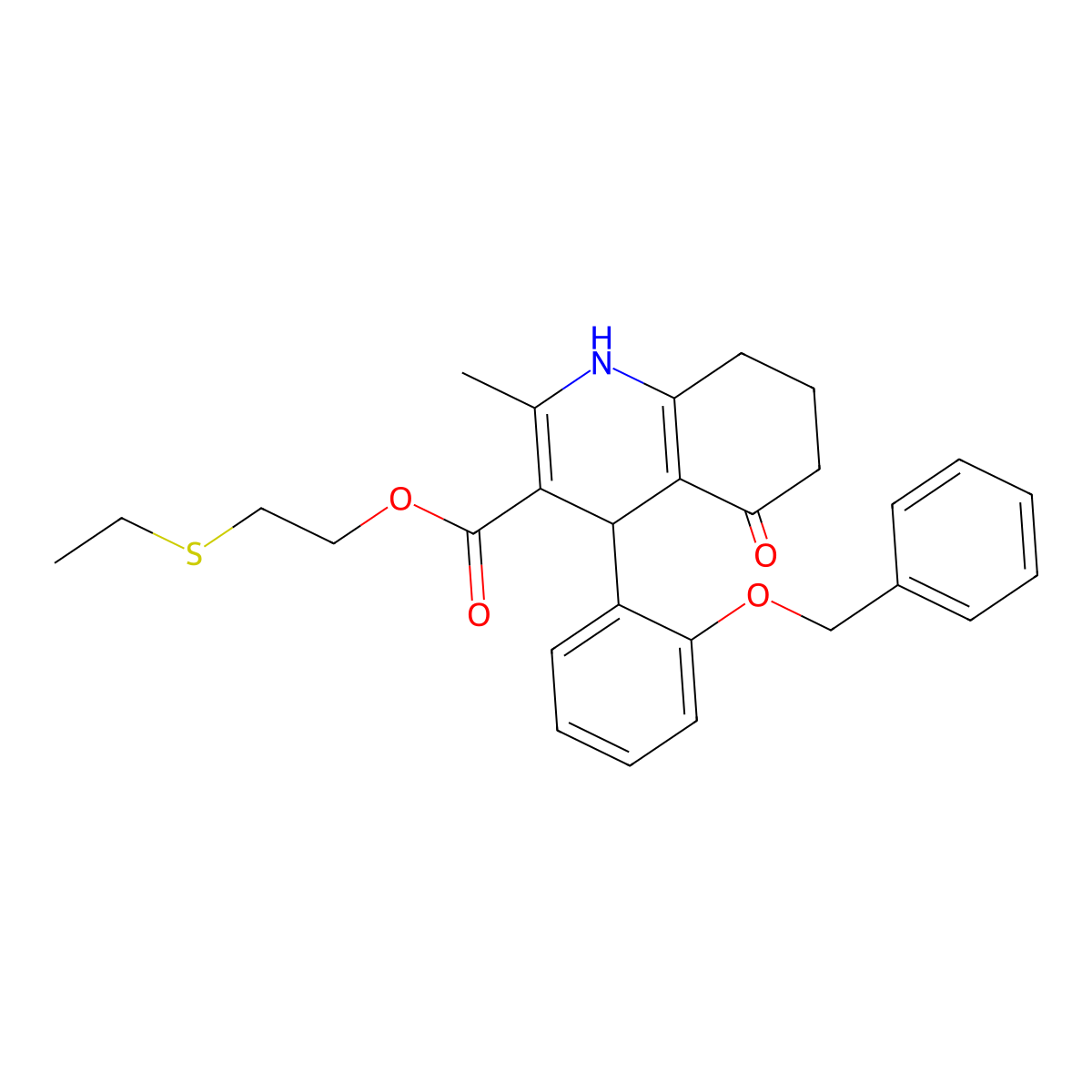 2-(Ethylsulfanyl)ethyl 4-[2-(benzyloxy)phenyl]-2-methyl-5-oxo-1,4,5,6,7,8-hexahydroquinoline-3-carboxylate molecular structure, CAS 420098-59-5