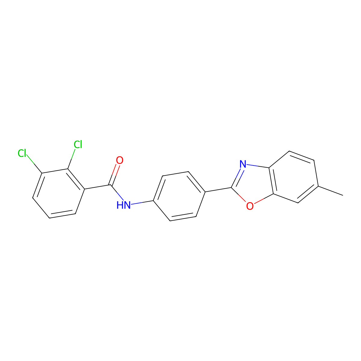 2,3-dichloro-N-[4-(6-methyl-1,3-benzoxazol-2-yl)phenyl]benzamide molecular structure, CAS 420099-78-1