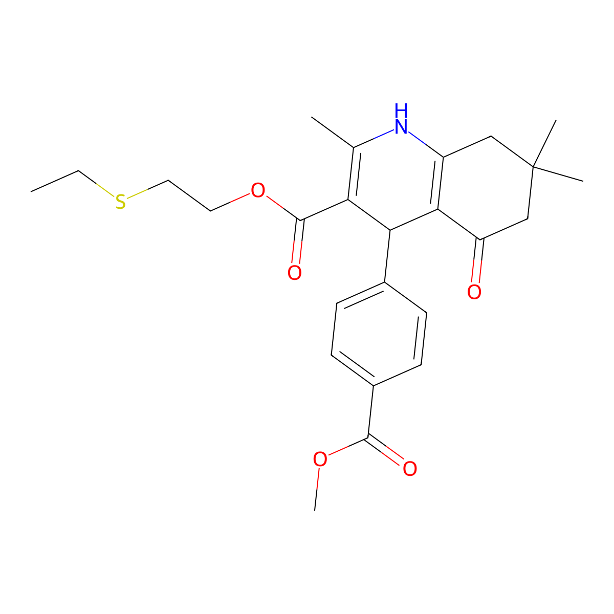 2-(Ethylsulfanyl)ethyl 4-[4-(methoxycarbonyl)phenyl]-2,7,7-trimethyl-5-oxo-1,4,5,6,7,8-hexahydroquinoline-3-carboxylate molecular structure, CAS 420099-98-5