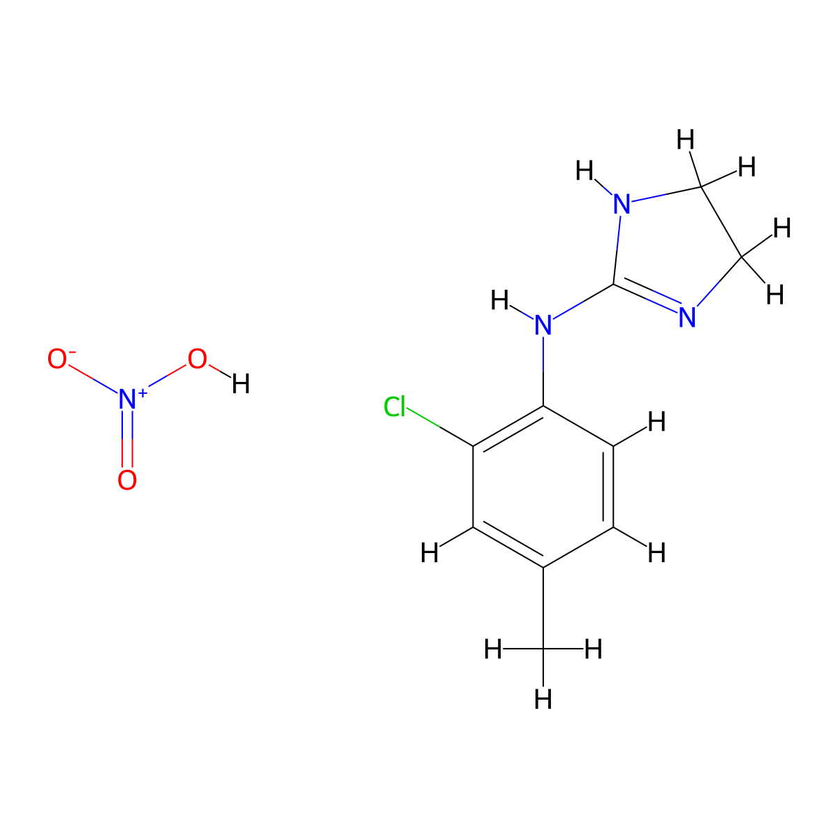 1H-Imidazol-2-amine, N-(2-chloro-4-methylphenyl)-4,5-dihydro-, nitrate (1:?) molecular structure, CAS 4201-23-4