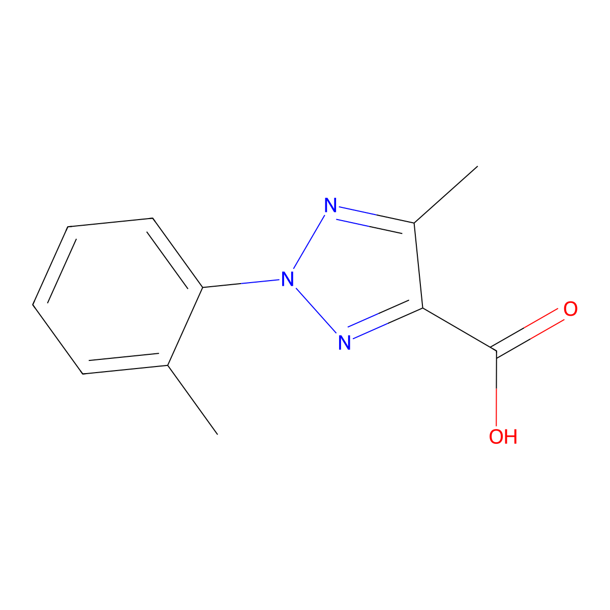 5-methyl-2-(2-methylphenyl)-2H-1,2,3-triazole-4-carboxylic acid molecular structure, CAS 42010-30-0