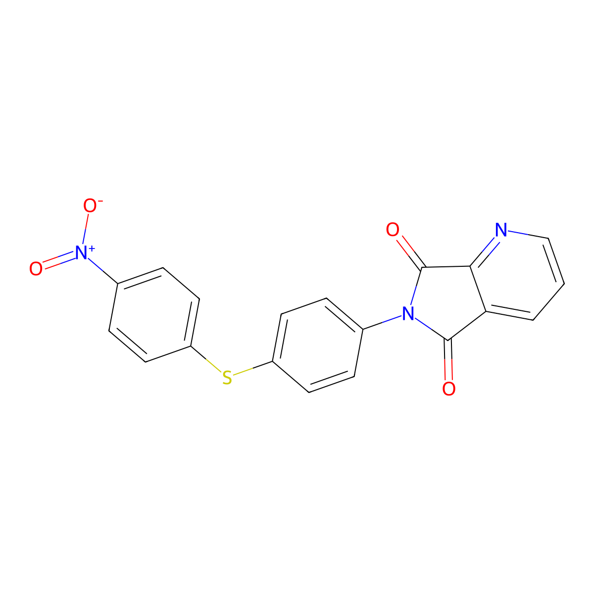 6-[4-(4-Nitrophenyl)sulfanylphenyl]pyrrolo[3,4-b]pyridine-5,7-dione molecular structure, CAS 420100-38-5