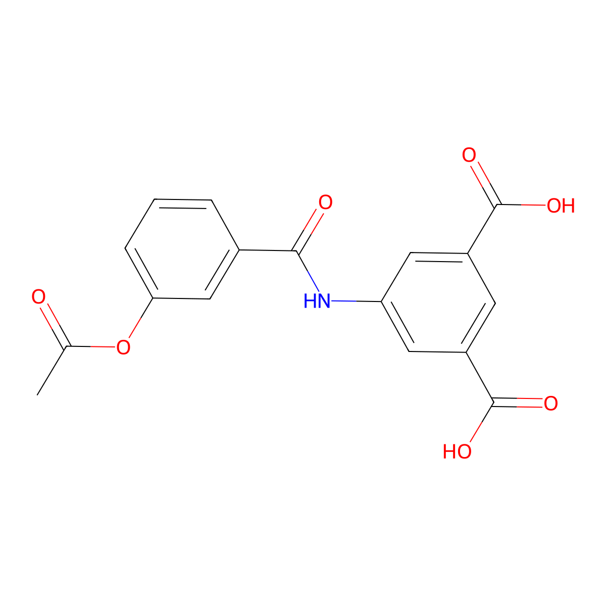 5-[(3-Acetyloxyphenyl)carbonylamino]benzene-1,3-dicarboxylic acid molecular structure, CAS 420102-23-4