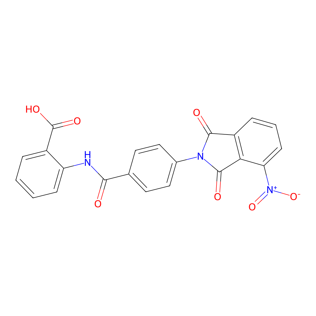 2-[[4-(4-Nitro-1,3-dioxoisoindol-2-yl)benzoyl]amino]benzoic acid molecular structure, CAS 420102-45-0