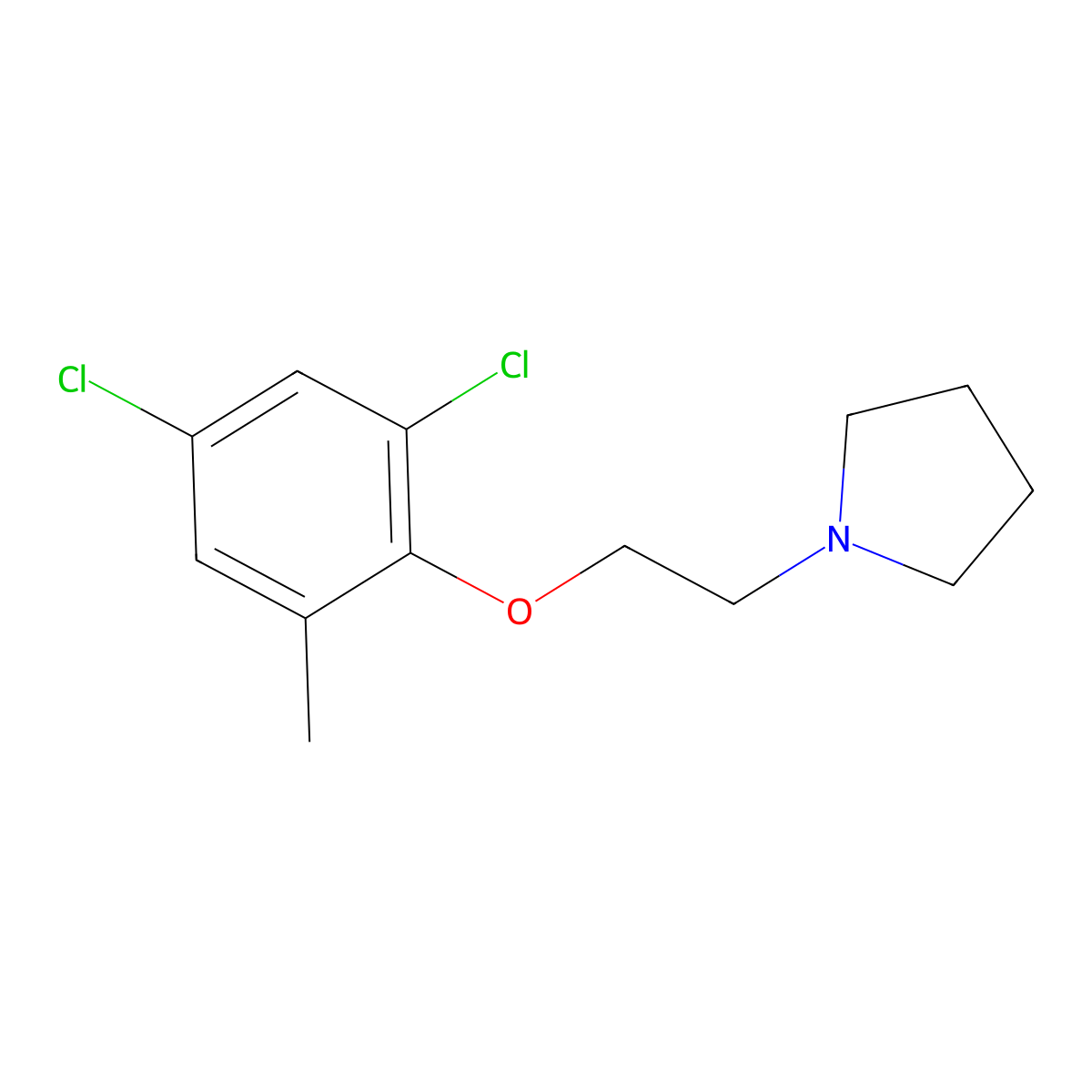1-(2-(2,4-Dichloro-6-methylphenoxy)ethyl)pyrrolidine molecular structure, CAS 420102-59-6