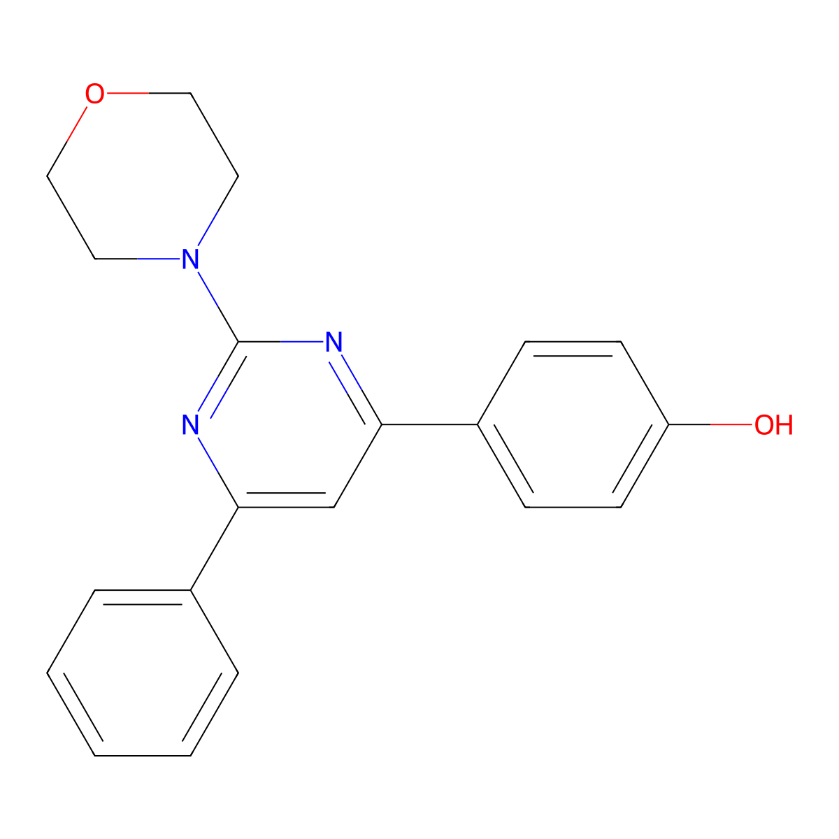 Phenol, 4-[2-(4-morpholinyl)-6-phenyl-4-pyrimidinyl]- molecular structure, CAS 420102-74-5