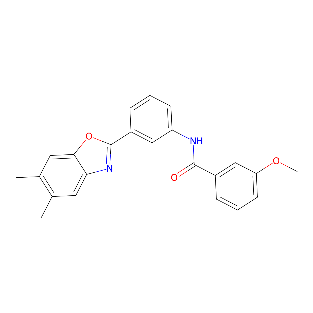 N-[3-(5,6-dimethyl-1,3-benzoxazol-2-yl)phenyl]-3-methoxybenzamide molecular structure, CAS 420103-45-3