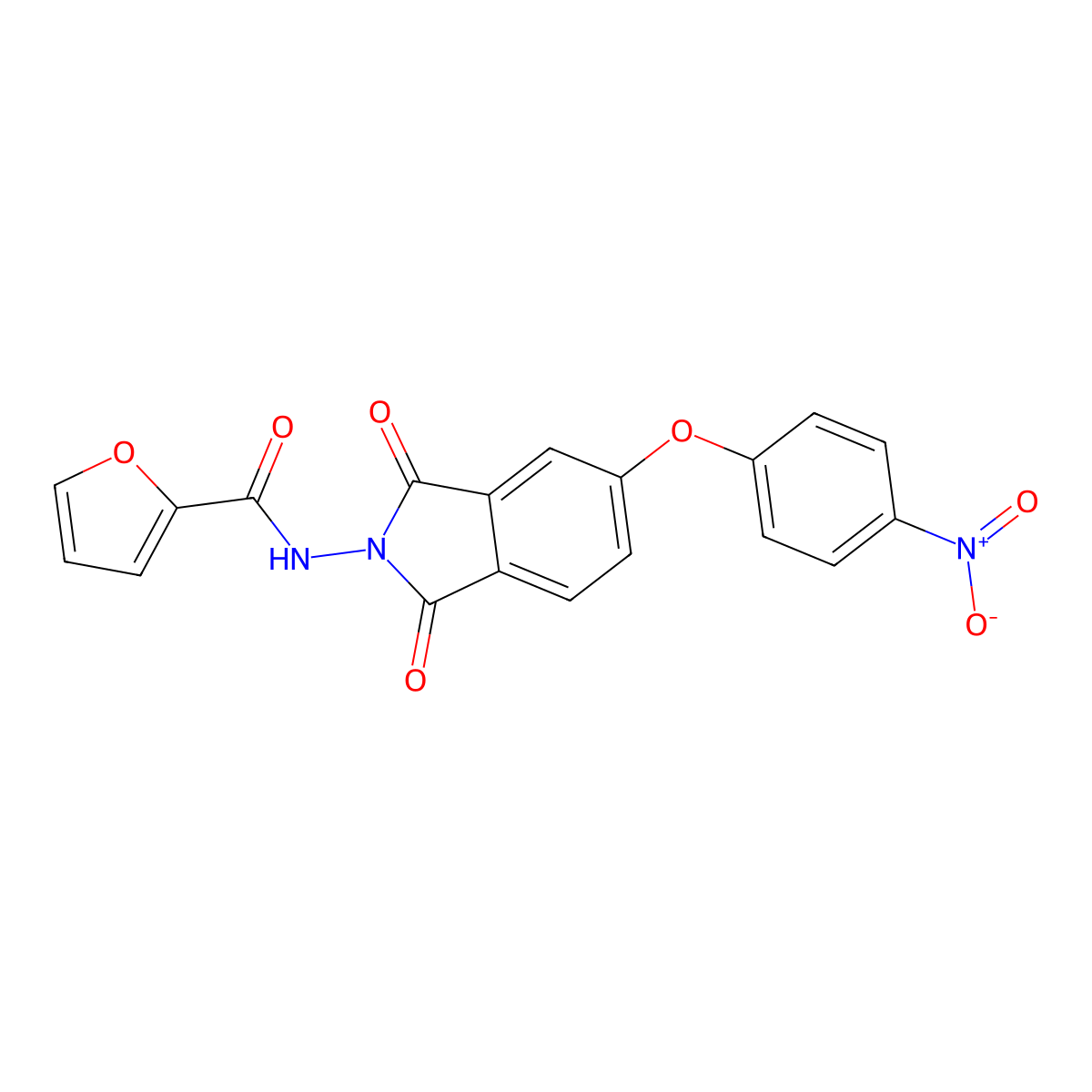 N-[5-(4-nitrophenoxy)-1,3-dioxoisoindol-2-yl]furan-2-carboxamide molecular structure, CAS 420103-60-2