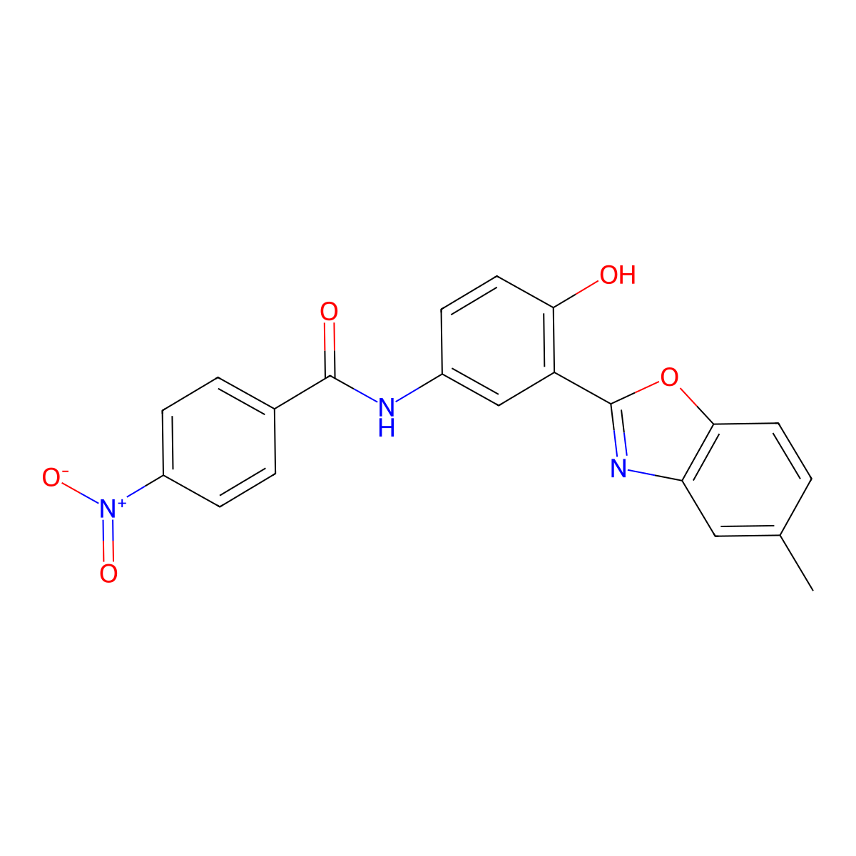 N-(4-Hydroxy-3-(5-methylbenzo[d]oxazol-2-yl)phenyl)-4-nitrobenzamide molecular structure, CAS 420104-78-5