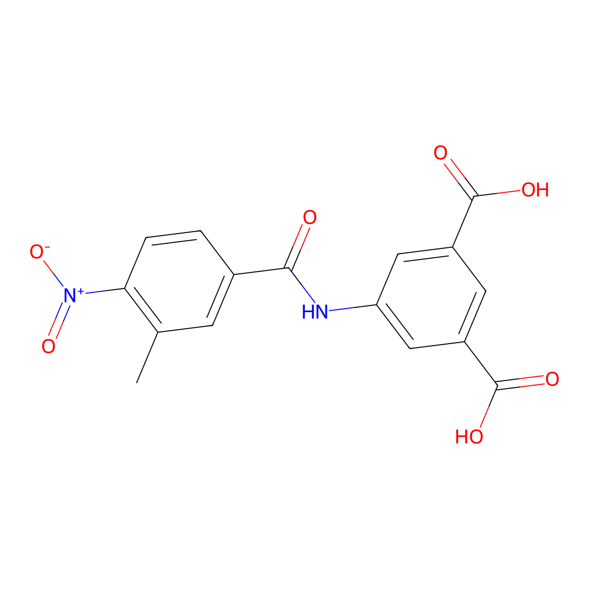 5-[(3-methyl-4-nitro-benzoyl)amino]benzene-1,3-dicarboxylic Acid molecular structure, CAS 420106-16-7