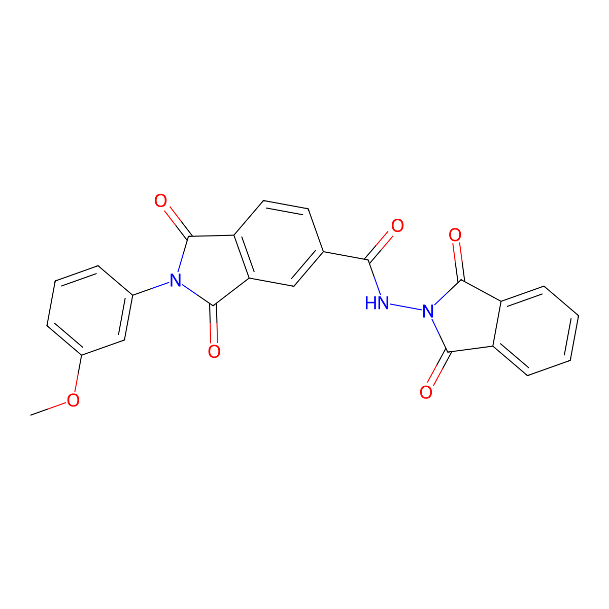 N-(1,3-dioxoisoindol-2-yl)-2-(3-methoxyphenyl)-1,3-dioxoisoindole-5-carboxamide molecular structure, CAS 420106-40-7