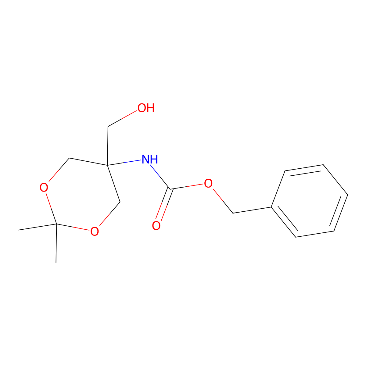 benzyl N-[5-(hydroxymethyl)-2,2-dimethyl-1,3-dioxan-5-yl]carbamate molecular structure, CAS 420107-80-8