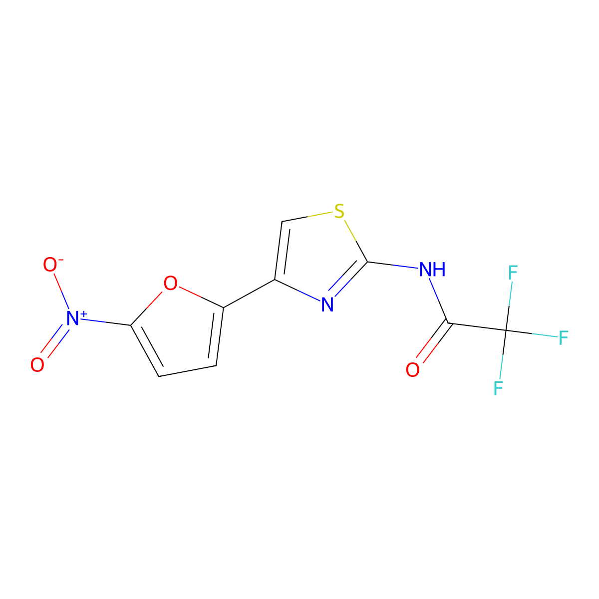 2,2,2-Trifluoro-N-(4-(5-nitro-2-furyl)-2-thiazolyl)acetamide molecular structure, CAS 42011-48-3
