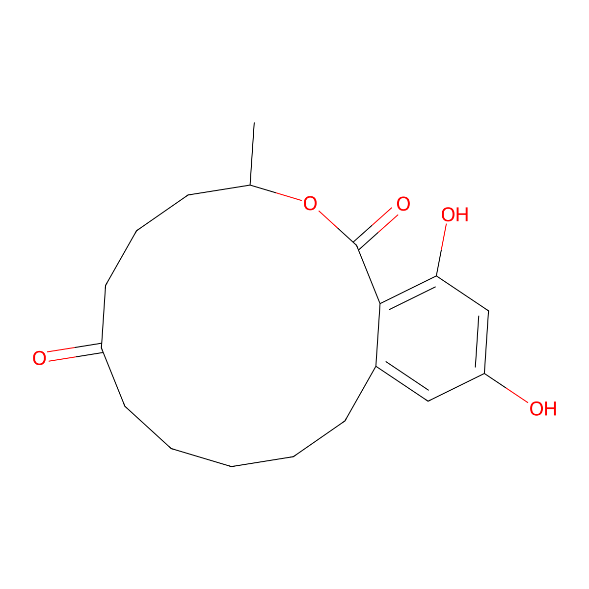 14,16-Dihydroxy-3-methyl-3,4,5,6,9,10,11,12-octahydro-1H-benzo[c][1]oxacyclotetradecine-1,7(8H)-dione molecular structure, CAS 42011-78-9