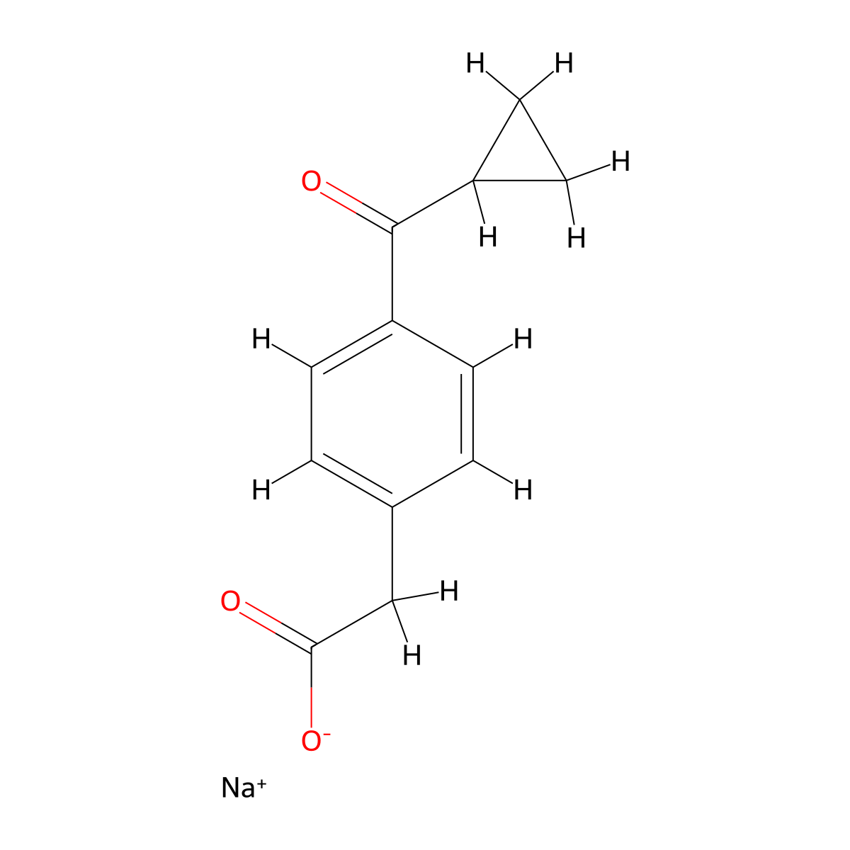 Sodium 2-(4-(cyclopropanecarbonyl)phenyl)acetate molecular structure, CAS 42011-88-1