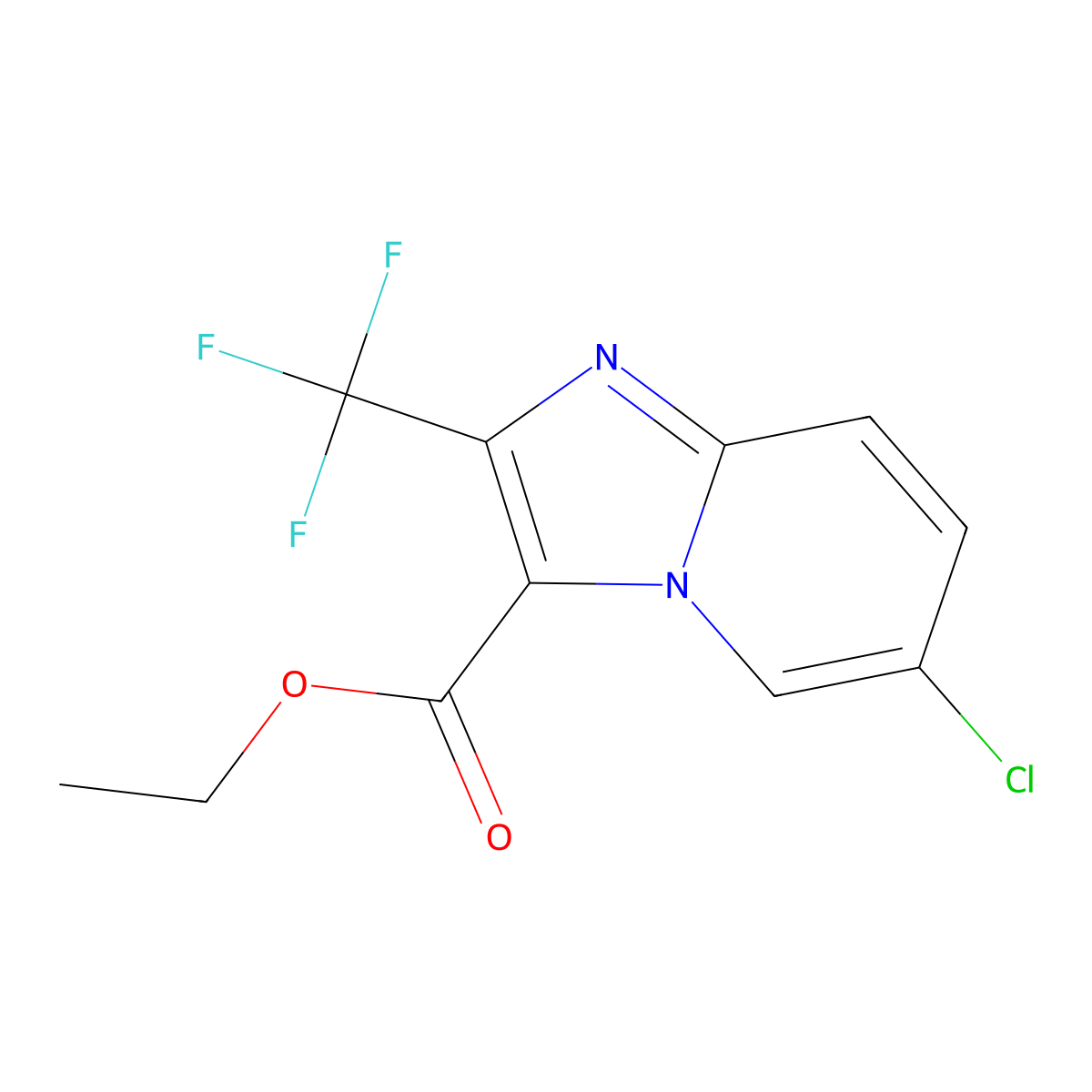 Ethyl 6-chloro-2-(trifluoromethyl)imidazo[1,2-a]pyridine-3-carboxylate molecular structure, CAS 420130-58-1
