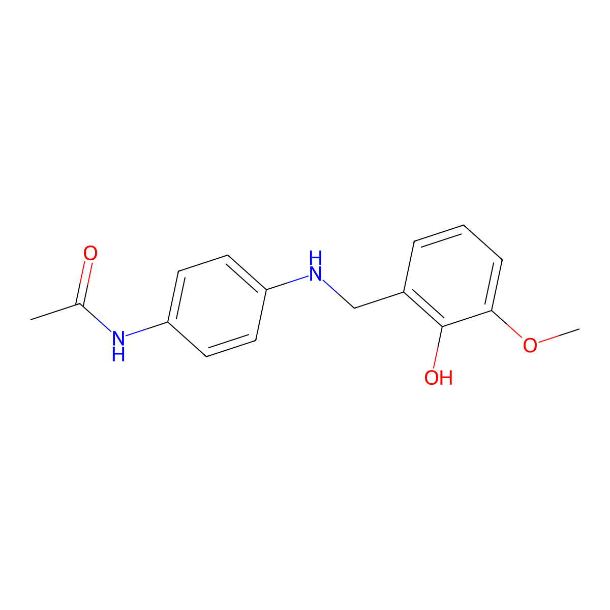 N-(4-((2-hydroxy-3-methoxybenzyl)amino)phenyl)acetamide molecular structure, CAS 420138-81-4