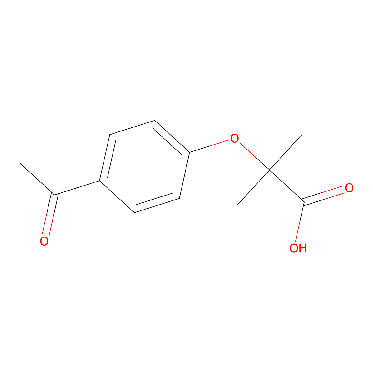2-(4-Acetylphenoxy)-2-methylpropionic acid molecular structure, CAS 42019-57-8