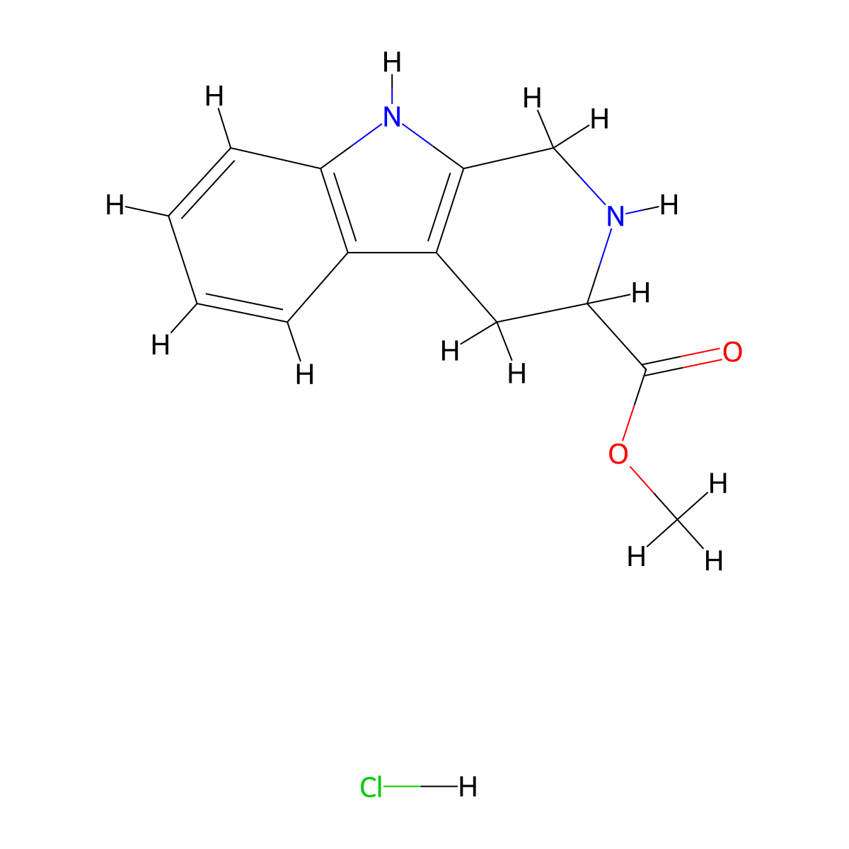Methyl 1H,2H,3H,4H,9H-pyrido[3,4-B]indole-3-carboxylate hydrochloride molecular structure, CAS 42021-12-5
