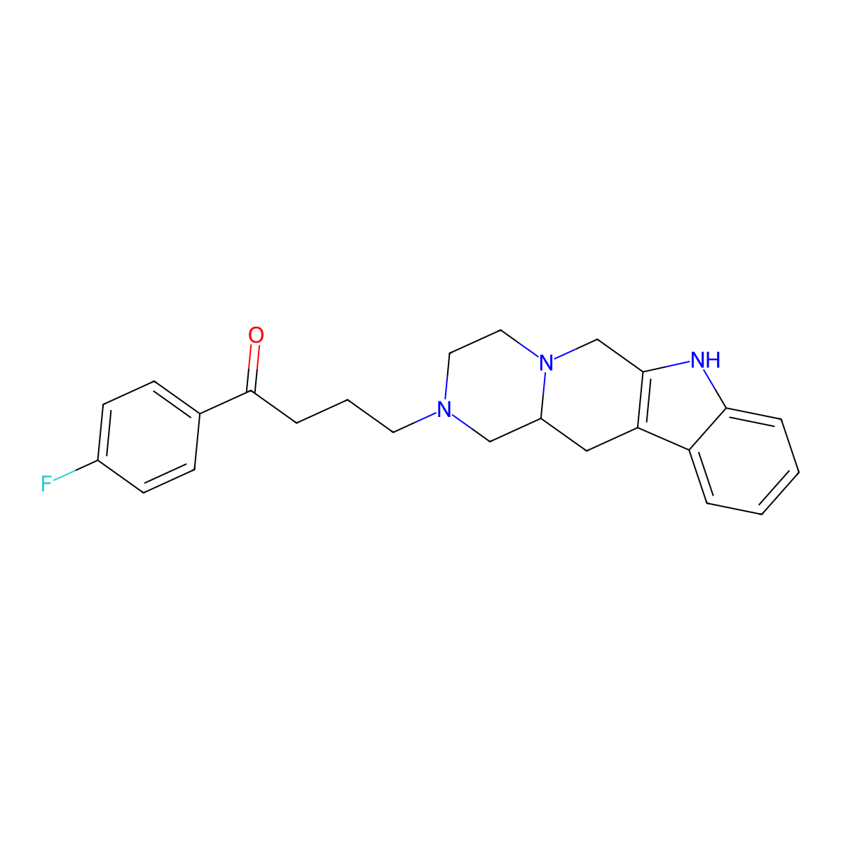 1-(4-Fluorophenyl)-4-((12aS)-3,4,6,7,12,12a-hexahydropyrazino(1',2':1,6)pyrido(3,4-b)indol-2(1H)-yl)-1-butanone molecular structure, CAS 42021-35-2