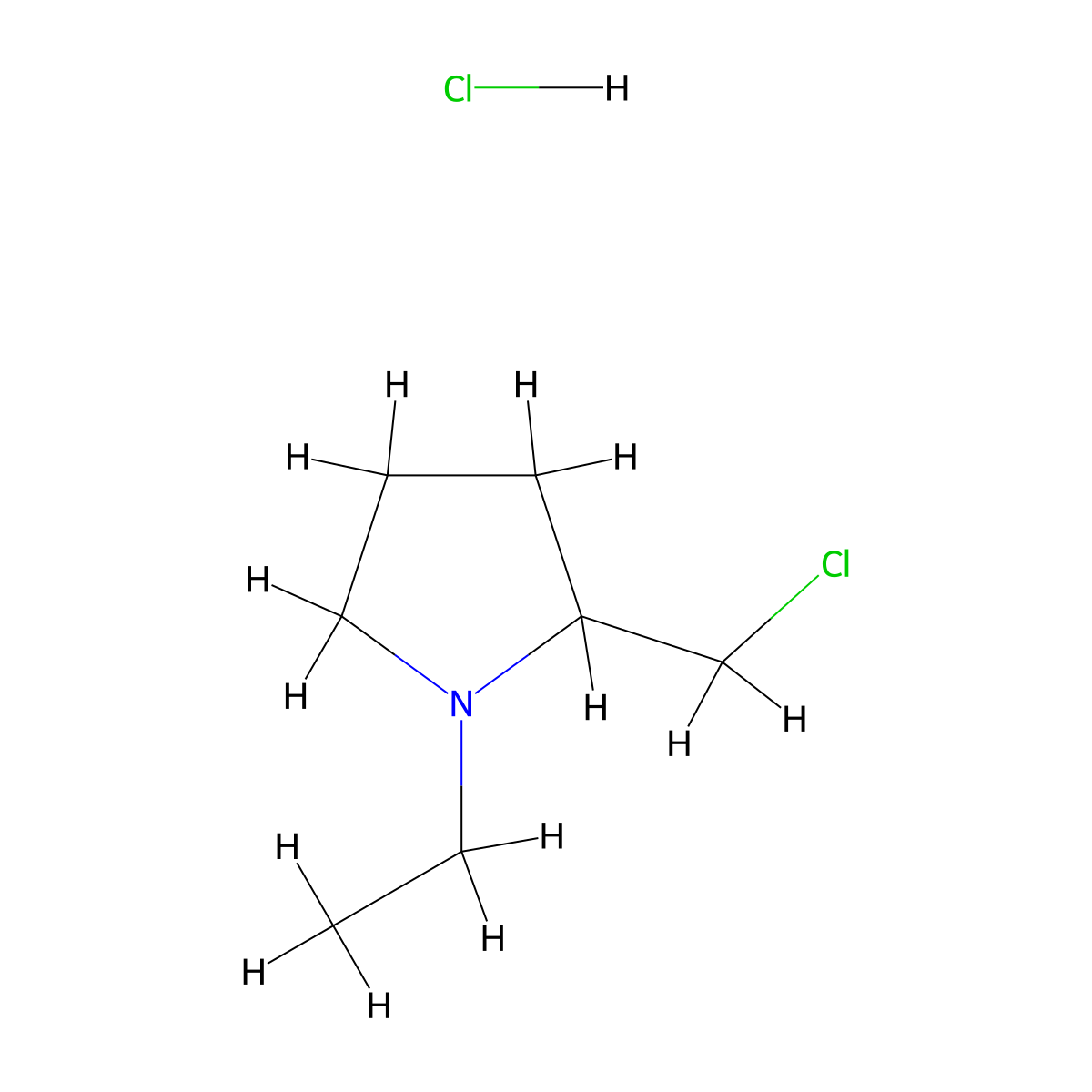 2-(Chloromethyl)-1-ethylpyrrolidine hydrochloride molecular structure, CAS 42022-78-6