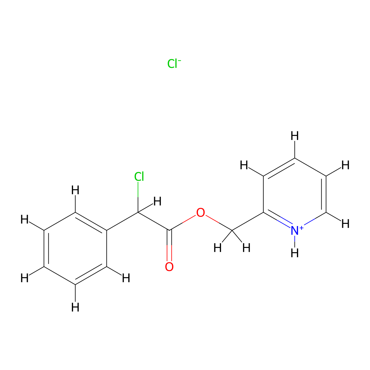 (Pyridin-2-yl)methyl chloro(phenyl)acetate--hydrogen chloride (1/1) molecular structure, CAS 42023-66-5