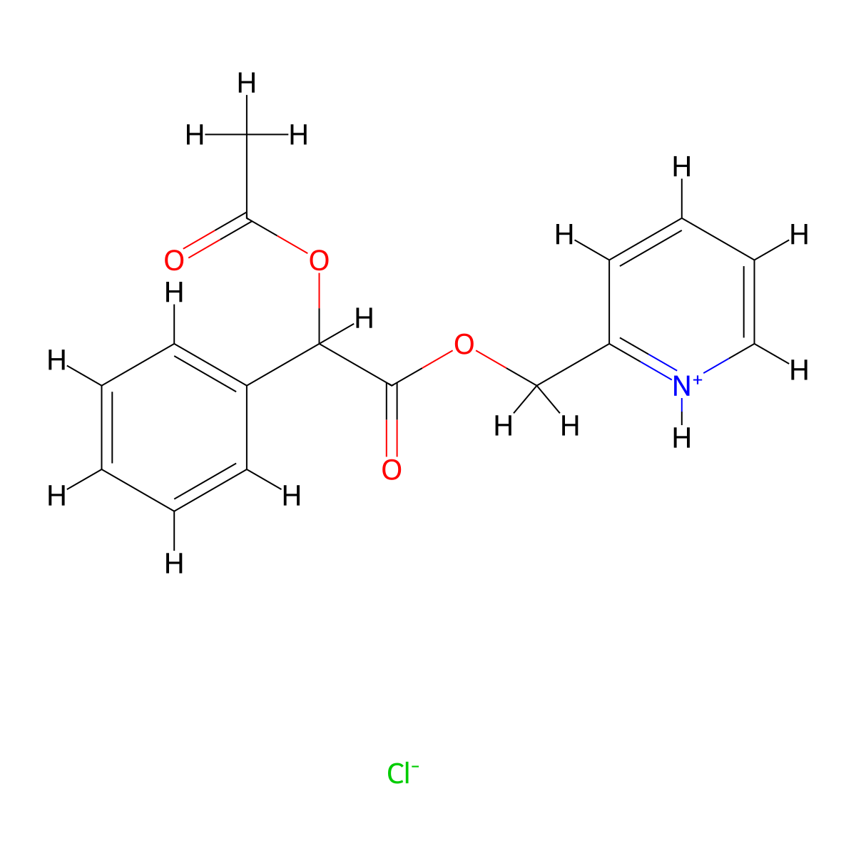 Mandelic acid, 2-pyridylmethyl ester, acetate, hydrochloride molecular structure, CAS 42023-70-1