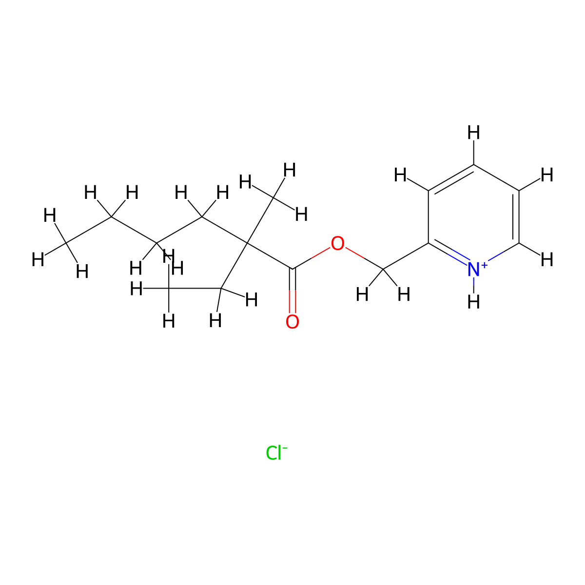 (Pyridin-2-yl)methyl 2-ethyl-2-methylhexanoate--hydrogen chloride (1/1) molecular structure, CAS 42023-73-4