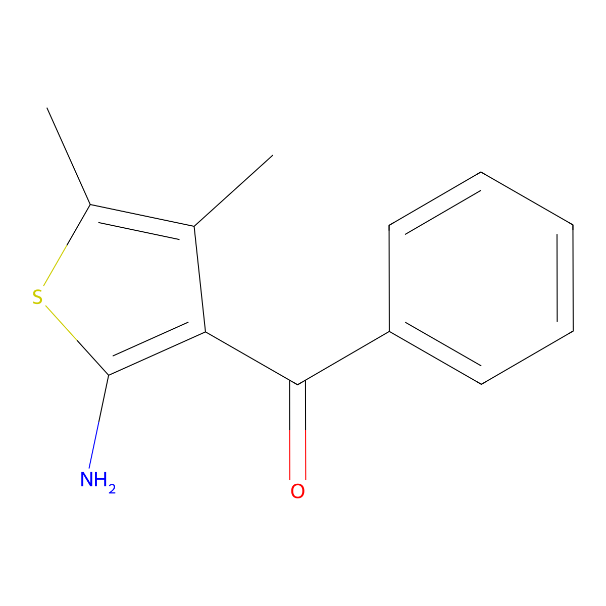 (2-Amino-4,5-dimethylthiophen-3-yl)(phenyl)methanone molecular structure, CAS 42024-93-1
