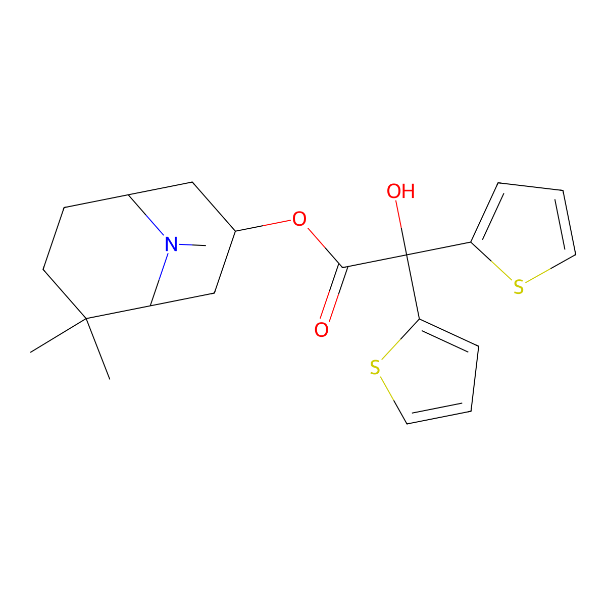 (6,6,9-Trimethyl-9-azabicyclo[3.3.1]nonan-3-yl) 2-hydroxy-2,2-dithiophen-2-ylacetate molecular structure, CAS 42024-98-6