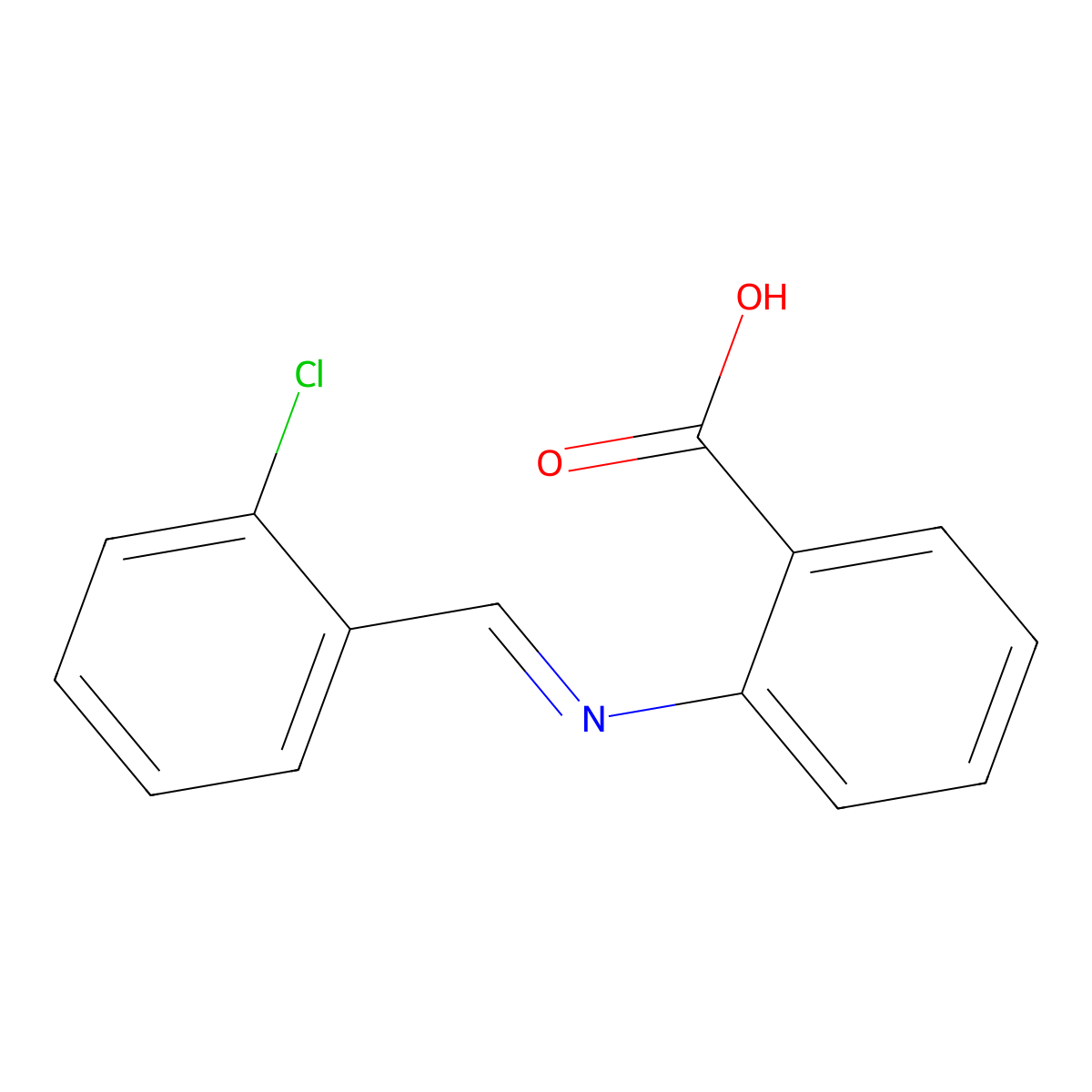 2-[(2-Chlorophenyl)methylideneamino]benzoic acid molecular structure, CAS 42027-37-2