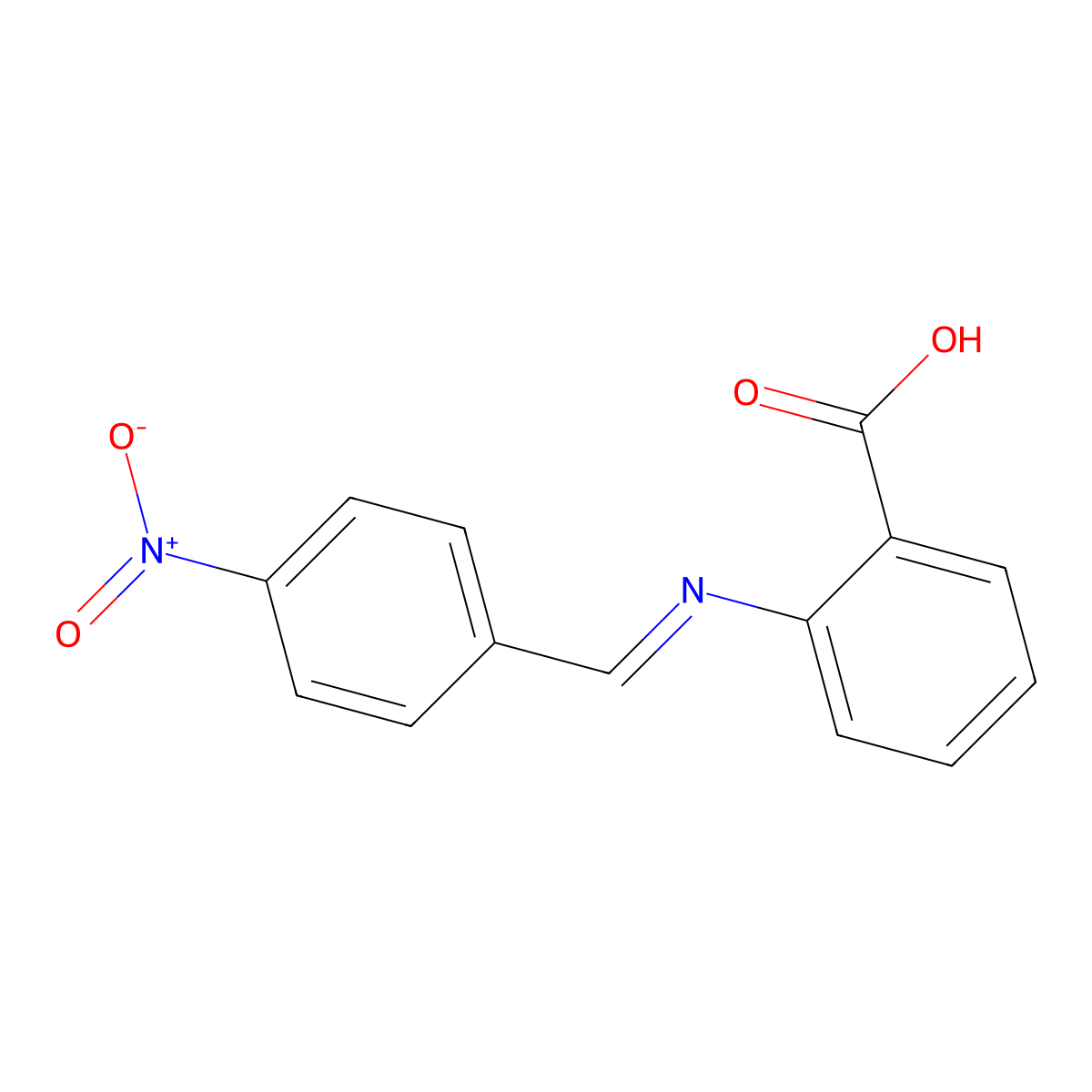 2-[(4-Nitrophenyl)methylideneamino]benzoic acid molecular structure, CAS 42027-64-5